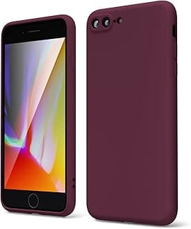 oakxco for iPhone 7 Plus Case iPhone 8 Plus Case Liquid Silicone, Cute Thin Slim Soft Rubber Gel Smooth Cover for Women Girl, Matte TPU Solid Aesthetic Protective & Shockproof, Burgundy Plum Wine