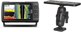 Garmin Striker Vivid 9sv, Vivid Scanning Sonar Color Palettes, 9 inch (010-02554-00) & Scotty 0163 Ball-Mount Fish Finder and Universal Mounting Plate, Black, Large