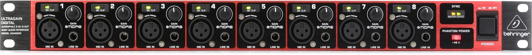 Behringer ADA8200 ADAT Audio Interface with MIDAS Preamps, 8 In/8 Out, and 24-Bit Conversion