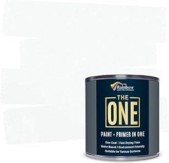 THE ONE All-In-One Paint & Primer - Off White Satin, 84.5 Fl Oz/2.5 Liter | 1 Coat Formula | Easy Indoor & Outdoor Decorating for Home & Garden Walls, Floors & Furniture | Water-Based & Low VOC