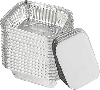 (Pack of 25) Aluminium Foil Food Containers with Lids for Catering Christmas Party Picnic & Food Storage Meal Prep Microwave Safe Disposable Tin Tray Dishes (660, Rectangular, 60, Foil Container)