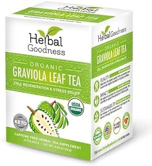 Soursop Tea Organic – Hoja de Guanabana Leaf Tea Bags (24 Count) | Caffeine-Free Soursop Leaves Organic Tea for Relaxation, Balance & Cellular Wellness, USDA Organic & Kosher Certified Herbal Goodness