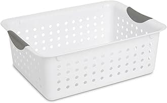 Sterilite 12-Pack Medium Ultra Basket, Open Top Plastic Storage Organizer, White - Classic Baskets for Organizing Countertops, Pantry Shelves, Kitchen Cabinets, Laundry Rooms or Home Offices