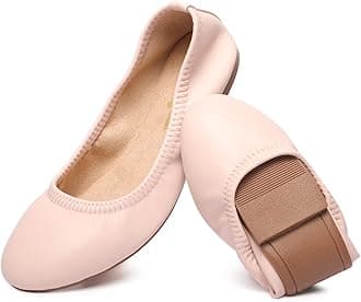 LM Women's Ballet Flats Round Toe Slip On Flats Shoes Casual Dress Shoes Foldable Portable Travel Ballet Flat