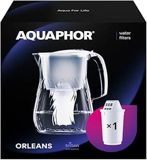 Water Filter Jug Orleans with 1x A5 350 litre Cartridge with enriched Magnesium, Reduces Chlorine and limescale, White 4.2 litres total capacity