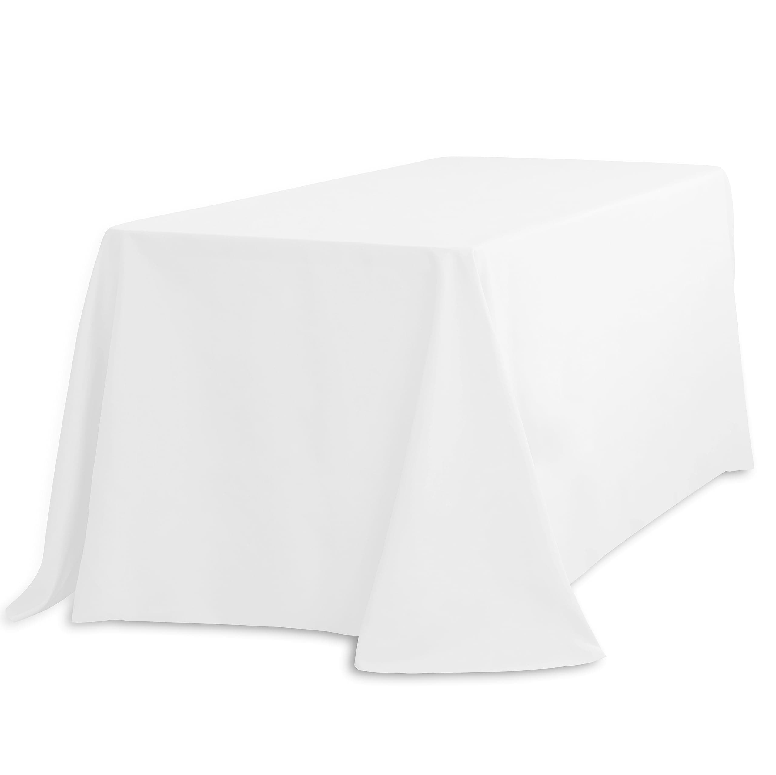 LinenTablecloth Rectangular Economy Polyester Tablecloth, White, 90" x 132"