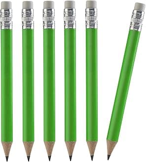 TH Golf 100pcs Golf Pencils, 4 Inch Mini Half Pencils with Eraser Sharpened Wood Mini Round for Schools Wedding Toddlers Home Corporate Multiple Colours (Neon Green)