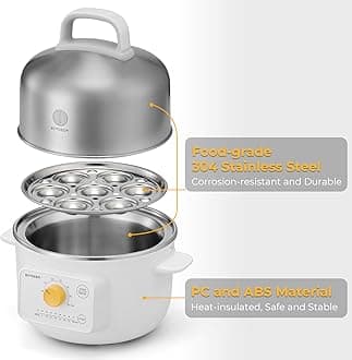 BUYDEEM G32 Electric Food Steamer 1.6QT, Stainless Steel Steamer for Vegetable Egg Seafood, 8 Time Settings, Triple Dry Protection, Quick Steam, Healthy Cooking for Fitness People & Mom, Arctic White