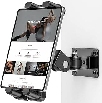 Tablet Wall Mount -360°Adjustable Tablet Wall Holder for All 4.7-12.9 Inch Tablet and Smartphone, Kitchen Wall Mount Tablet Stand Suitable for Kitchen, Office, Warehouse and More