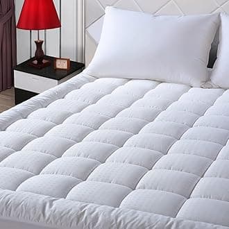 EASELAND King Size Mattress Pad Pillow Top Mattress Cover Quilted Fitted Mattress Protector Cotton 8-21" Deep Pocket Cooling Topper (78x80 Inches, White)OEKO-TEX STANDARD 100