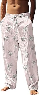 Men's Solid Colors Linen Pants Relaxed Fit Casual Yoga Pants with Elastic Waist Straight Legs Pull On Sweatpants Skin Friendly Breathable Pants Classic Go Out Lounge Trousers