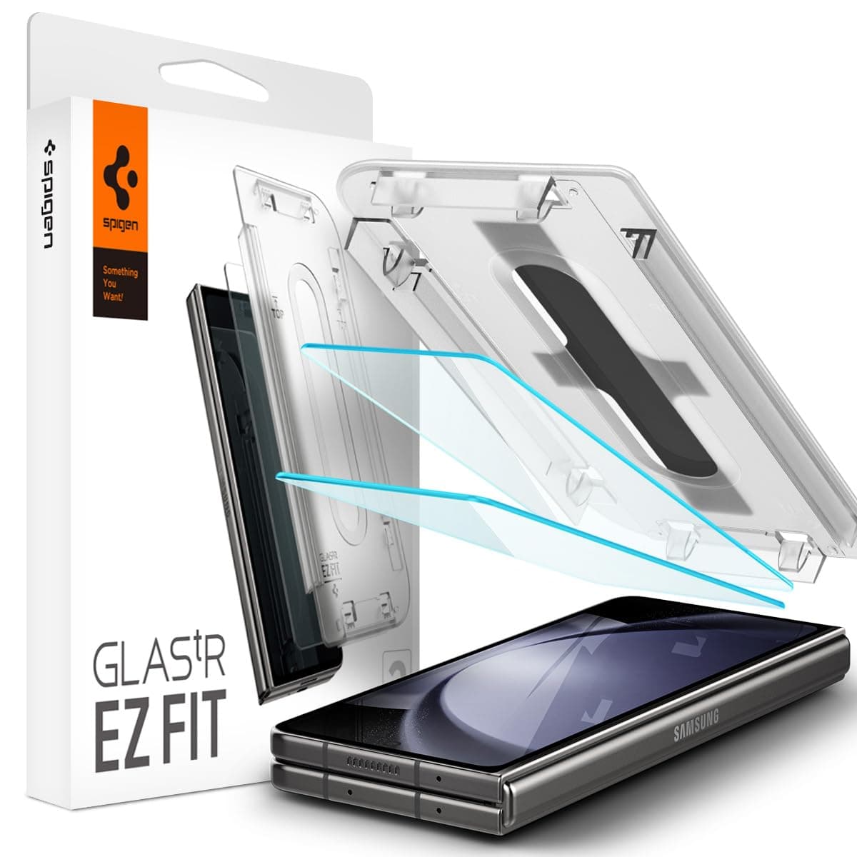 Spigen 2 Pack Glas.tR EZ Fit Tempered Glass External Screen Protector for Samsung Galaxy Z Fold 5