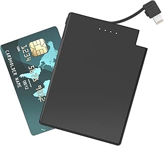 Auskang Slim Portable Charger with Built-in Lightning Cable (MFi Apple Certified) - Thin Power Bank Compatible with iPhone 14/13/12/11/X/8/7/6/5 SE Series