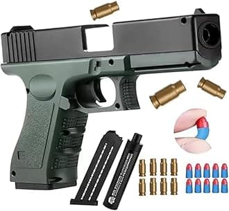 Glock M1911 Toy Gun with Realistic Mechanics | Safe Soft Bullet Ejecting Design | Educational and Fun for Kids and Adults | Includes Magazine, 10 Soft Bullets, 8 Bullet Shells