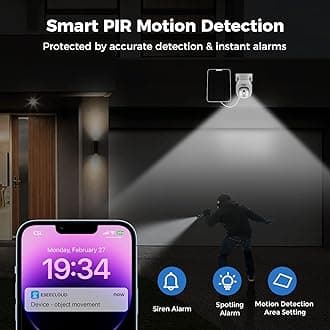 Hiseeu Solar Security Camera Outdoor, 4MP Wireless Battery Camera, PTZ 360° View, PIR Motion Detection, Color Night Vision, IP66, 2-Way Audio, 2.4G WiFi, Compatible with Alexa…