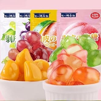 Peelable Gummies,Mango White Peach Soft Candy,Fruit Juice Fudge,Grape Gummy Candy,Peeling Sweets Candy,Casual Desserts,Wedding Candies,Instant Healthy Chinese Snacks (Green Grape,1bag)