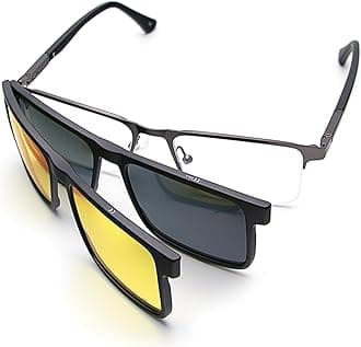 Bauhaus Magnetic Clip on Sunglasses for Men & Women Polarized UV Protection Retro Square Eyeglasses Fit Over Night Driving