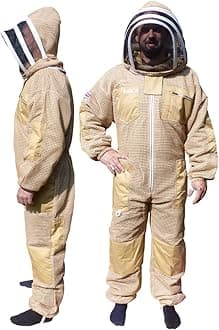 AGS Three layer ultra ventilated olive beekeeping suit professional bee suit beekeeper wasp suit (large)