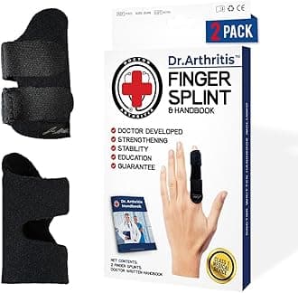 Doctor Developed Finger Splint [2-Pack] Trigger Finger Brace - Braces, Splints & Supports Index, Middle, Ring & Pinky Finger - Padded Finger Splints for Straightening (Black, S/M, 2 Pack)