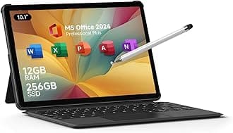 EYY 10.1" 2 in 1 Tablet/Laptop Computer, 12GB RAM+256GB SSD, Win 11 Touchscreen Laptops with Stylus and Keyboard, Intel M3-8100Y Processor(up to 3.40GHz), WiFi 5, BT 5, HDMI, Dual Camera, Gray