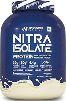 Bigmuscles Nutrition Nitra Isolate [2kg, Malai Kulfi] | 32g Protein | 10g EAA | Whey Protein with ProHydrolase Enzyme Tech. For Faster Absorption | Improved Strength, Faster Recovery & Muscle Building