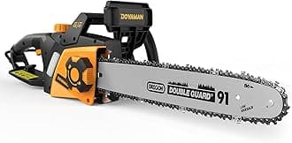 DOVAMAN 2400W Electric Chainsaw, 16 Inch Corded Chain Saw with Oregon Bar & 2 Chains, 15m/s High Speed, Tool-Free Tensioning, Auto Lubrication, Electric Chainsaw for Tree Felling & Log Cutting