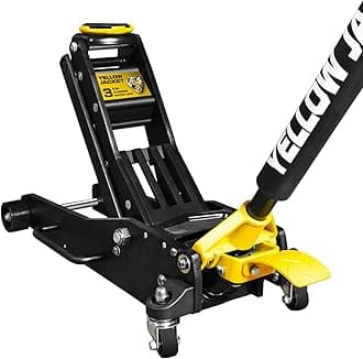 - YELLOW JACKET Floor Jack 3 Ton Full Aluminum Ultra Lightweight Low Profile Hydraulic Racing Car Jack with Dual Pumps Quick Lift and Foot Pedal for Auto Repair, 6600 lbs Capacity