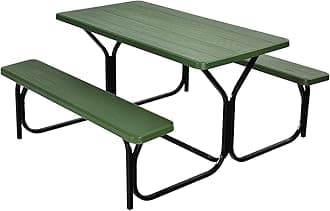 Giantex Outdoor Picnic Table Bench Set, Green, 54"L x 59"W x 28.5"H