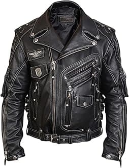 Men's Genuine Cowhide Top Grain Premium Heavyweight Biker Leather Jacket | HD Motorcycle Black Leather Jacket | Size Xs - 4xL