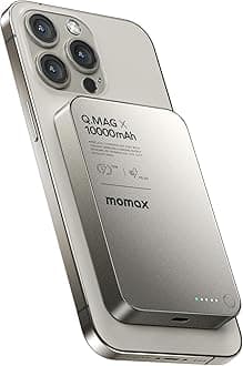MOMAX Magnetic Power Bank 10000mAh, 20W Fast Charging, Wireless Portable Charger for iPhone 16/15/14/13/12 Series, Magsafe Compatible, USB-C Cable Included