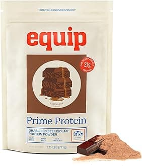 Equip Foods Prime Protein Powder | Clean, Grass Fed Beef Protein Powder | Carnivore Protein Isolate | Paleo, Keto Friendly | Gluten & Dairy Free | Helps Build & Repair Tissue | 30 Servings, Chocolate