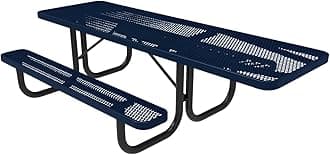 COATEDOUTDOORFURNITURE T8H-TXTDBL Heavy Duty Rectangular Portable Picnic Table, Handicap Accessible on One End, 8 Ft, Textured Dark Blue, Made in America
