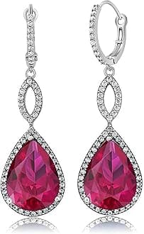 20.00 Cttw Long Drop Dangle Elegant Wedding Bridal Chandelier Teardrop Earrings for Women | 925 Sterling Silver | 2 Inch | Pear Shape 16X12MM | Fine Jewelry Gifts for Her Mom Women Wife