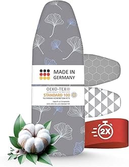 Made in Germany Ironing Board Cover 150 x 50 cm, Heat Reflective, Elastic | OEKOTEX100 | 5 Sizes | Ironing Board Cover for Steam Iron and Iron