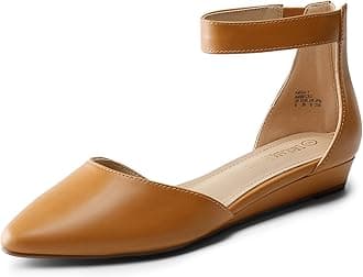 DREAM PAIRS Women's Low Wedge Round Toe Ankle Strap Dress Comfortable Casual Flats Shoes
