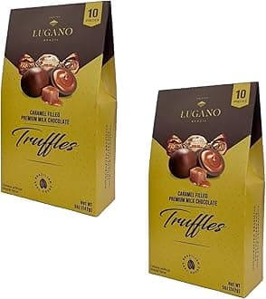 Lugano Premium Milk Chocolate Truffles Caramel Filled - Pack of 2 - Delicious and Decadent Chocolate - Perfect for Sharing with Friends and Family - 10 Truffles Per Box