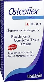 HealthAid Osteoflex with Hyaluronic Acid, Glucosamine & Chondroitin – 90 Tablets | With Vitamin C, Manganese & Curcumin | Joint Care Supplement for Cartilage, Connective Tissue & Flexibility