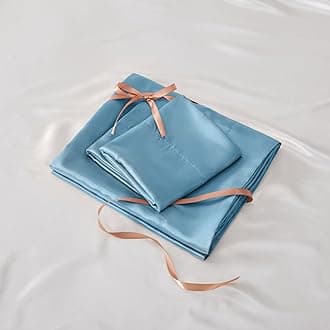 BEDELITE Satin Sheets Twin Size Bed Set, Luxury Soft Airy Blue Silky Sheets for Hair and Skin, Similar to Silk Bed Sheets Set 3 Pieces with 1 Deep Pocket Fitted Sheet, 1 Flat Sheet, and 1 Pillowcase