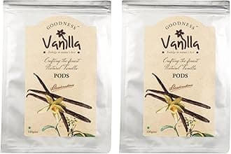 - 100% Natural Premium Vanilla Bean Pods for Cooking, Baking, Coffee Brewing, Ice Cream and Desserts - 100 gm Each (Pack of 2)