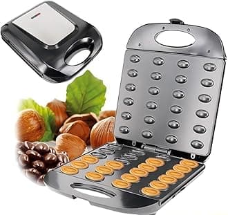 24 Walnut Cookie Maker, Non Stick Double Sided Walnut Cookie, Electric Maker Mold Maker Mini Nut Waffle Bread Machine Sandwich Iron,Toaster Baking