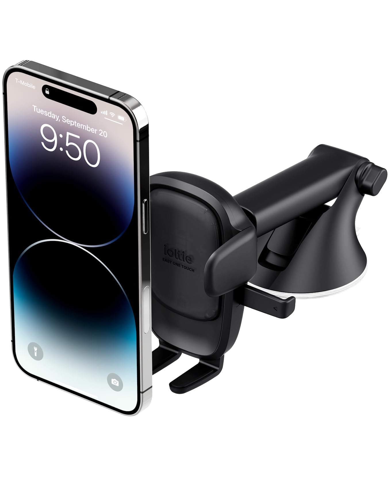Easy One Touch Advanced Universal Car Mount Dashboard & Windshield Suction Cup Phone Holder for iPhone, Samsung, Google, All Smartphones