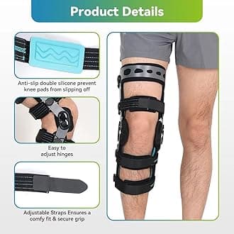 Komzer ACL Knee Brace for Ligament Injuries, Sports Injuries, Arthritis (OA) & Preventive Protection & Relief from Knee Joint Pain Degeneration Men and Women (M-Left)