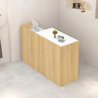 Reception Desk with Counter, L 35.4-74.8'' , Modern Front Desk Reception Counter, Solid wood ecological board, large storage space,with Storage Drawers, front office desk for Salon, Office, Lobby