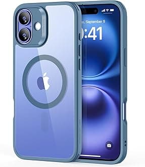 for Phone 16 Case, Compatible with MagSafe, Shockof Military-Grade tection, Magnetic Phone Case for Phone 16, Classic Hybrid Case (HaloLock),Clear Blue