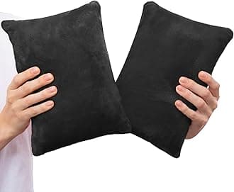 2 Pack Small Pillow, Memory Foam Mini Pillow 11 X 7 Inches for Travel, Sleeping, Nap and Neck, Knee, Lumbar Support, Tiny Cushion for Pet, Dogs (Black)