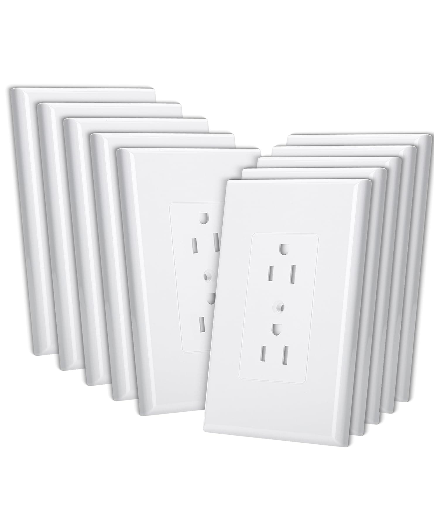Bates Choice Duplex Wall Plate, 10 Pack, White Outlet Covers Wall Plate, Wall Plate Cover, Electrical Outlet Cover Plates, Wall Plates, Wall Outlet Cover, Electric Outlet Cover