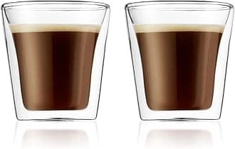 BODUM CANTEEN 10108-10 Double Wall Glass, 3.4 fl oz (100 ml), Set of 2, Heat and Cold Retention, Double Wall Construction, Heat Resistant Glass, Microwavable, Oven Safe, Dishwasher and Freezer Safe
