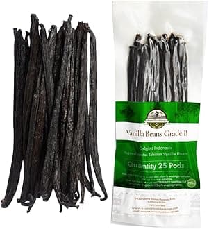 12 Aromatic Tahitian Vanilla Beans for Making Vanilla Extract, Whole Vanilla Beans Extract Grade 5-5.5 inches, Perfect For Homemade, baking and cooking (12 Beans)