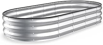 Kesfitt Raised Garden Bed Kit,Outdoor Galvanized Planter Raised Boxes with Safety Edging and Gloves,Large Metal Raised Garden Beds for Gardening Vegetables,Fruits,Flower(6x3x1FT)