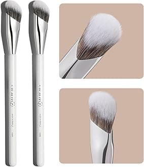 Concealer Makeup Brushes 2 PCS Angled Brushes for Liquid, Cream, Stick Concealer Foundation Nose Contour Eyeshadow Blending(193-2pcs)